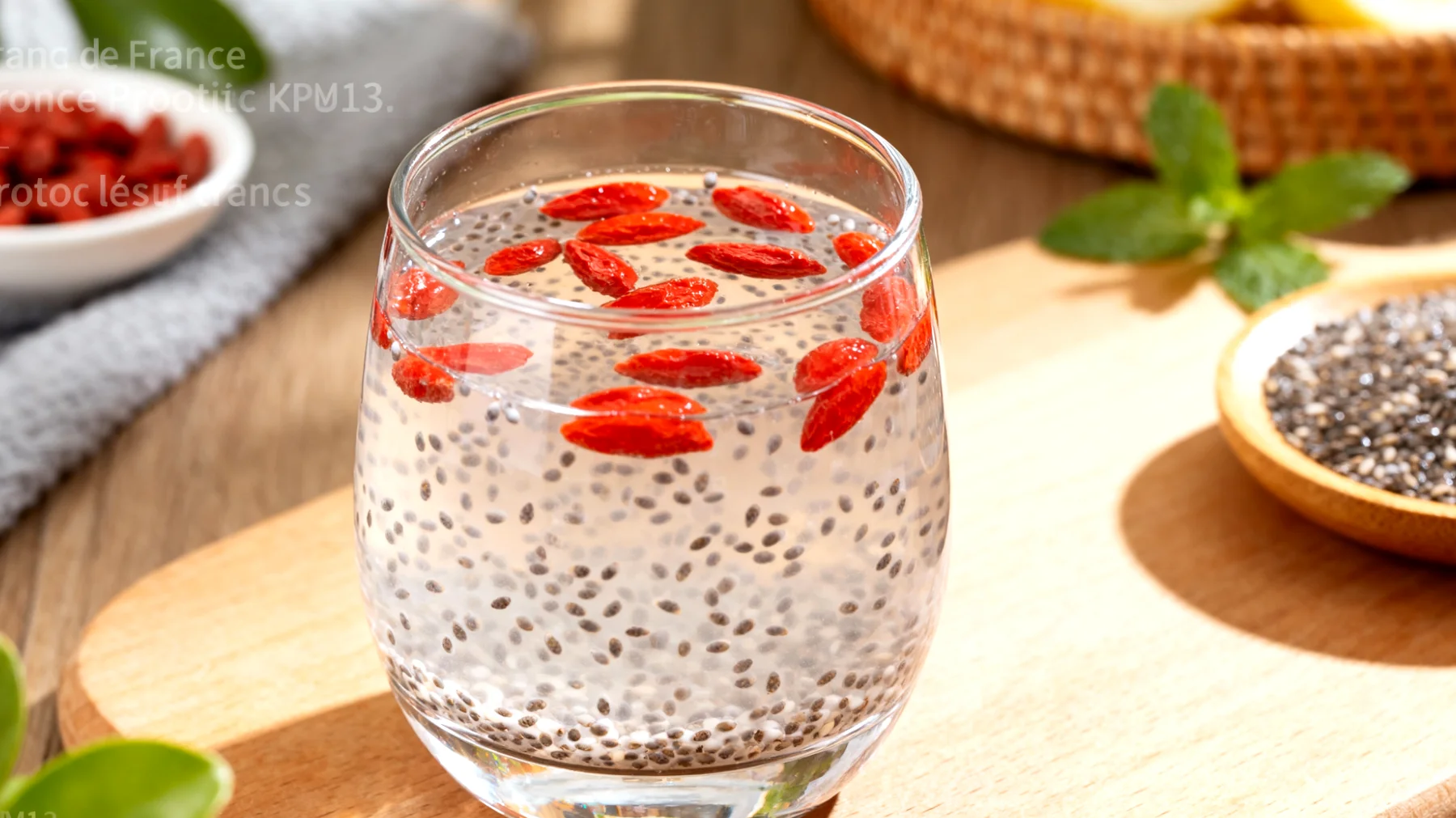 Kéfir d'eau aux graines de chia et baies de goji"